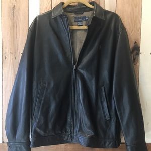 Black leather Polo Jacket